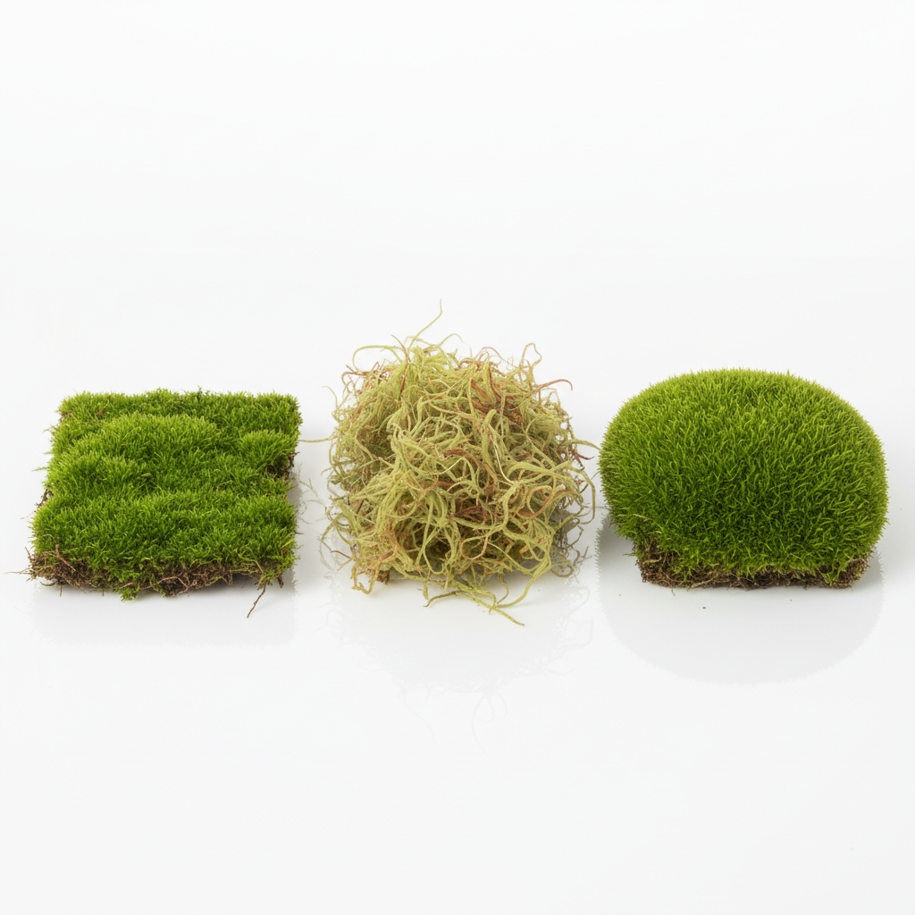 三种苔藓品种白底产品图